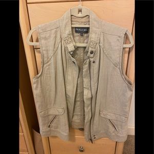 Michael Stars Size L - Beige 100% Linen/Cotton Sleeveless Jacket